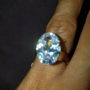 Gold plated diamond like big stone Ring